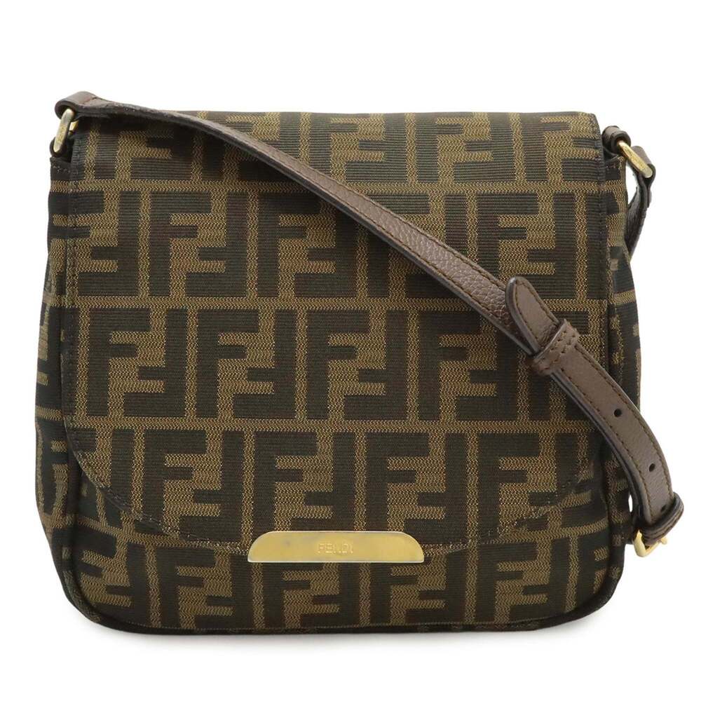 FENDI Brown Leather Zucca Pochette Shoulder Bag - Picture 2 of 10